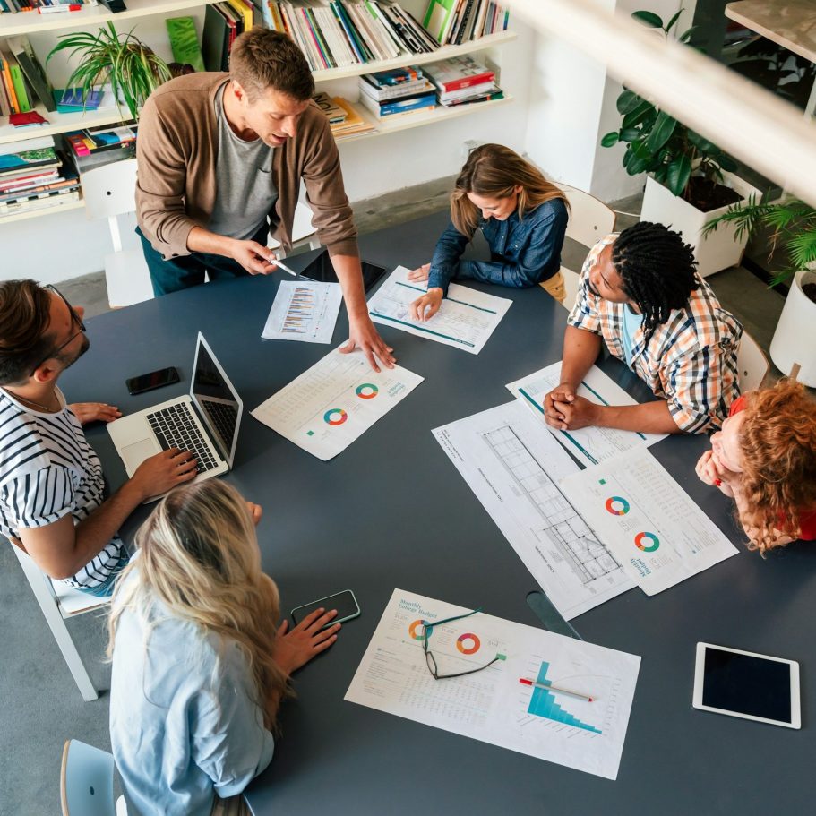 A team meeting where all members are engaged